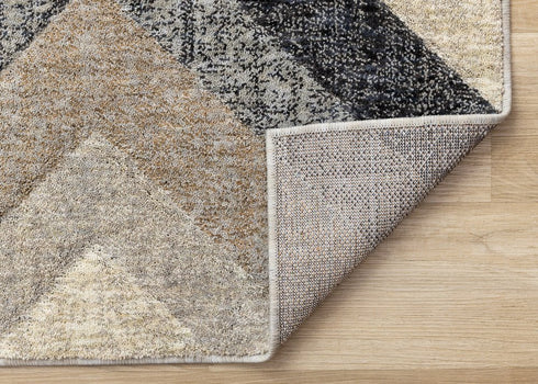 8' X 11' Gray Beige And Black Geometric Area Rug