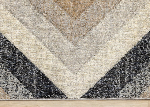 8' X 11' Gray Beige And Black Geometric Area Rug