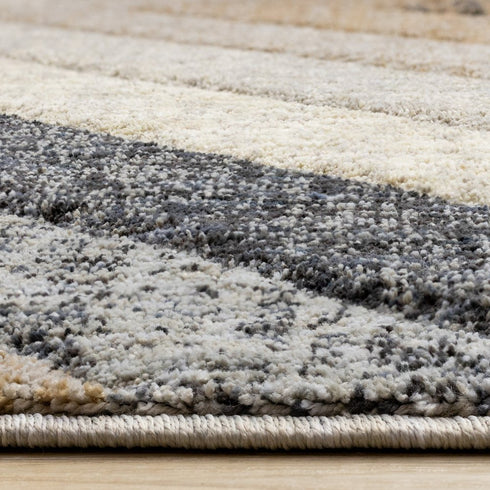 8' X 11' Gray Beige And Black Geometric Area Rug