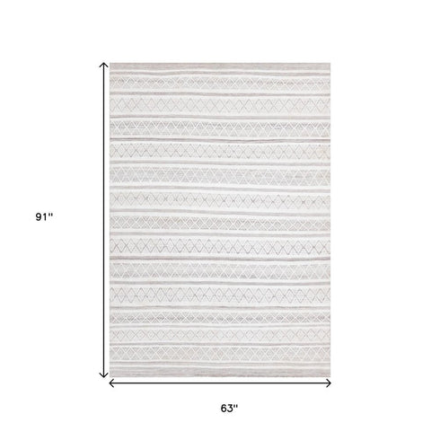 5' X 8' Cream Gray And Brown Geometric Hand Woven Area Rug