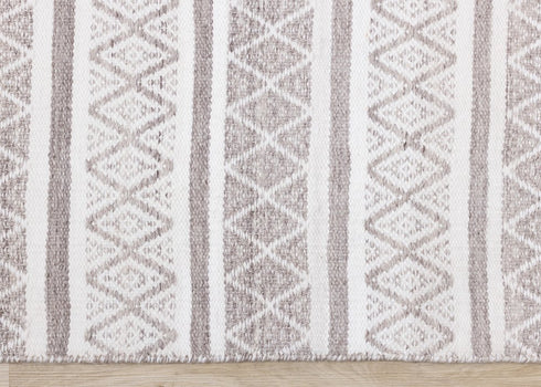 5' X 8' Cream Gray And Brown Geometric Hand Woven Area Rug
