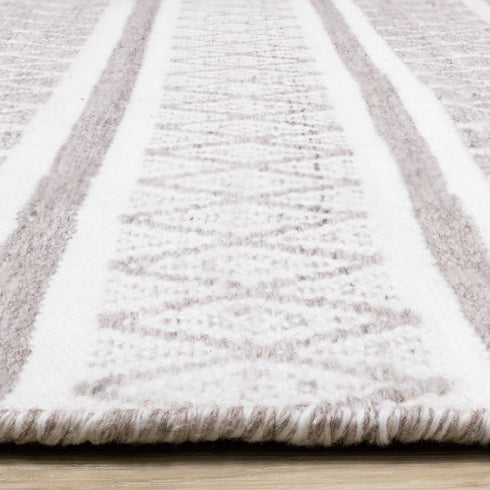 5' X 8' Cream Gray And Brown Geometric Hand Woven Area Rug