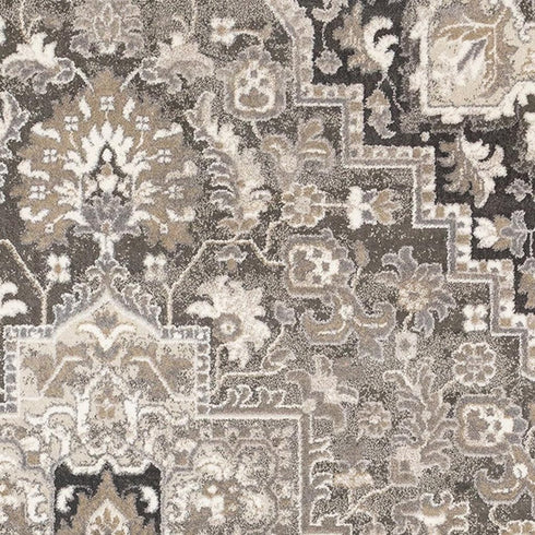 5' X 8' Taupe Gray And Brown Medallion Area Rug