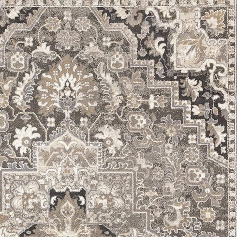 5' X 8' Taupe Gray And Brown Medallion Area Rug