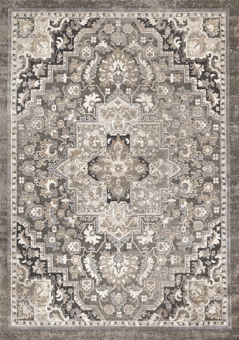 5' X 8' Taupe Gray And Brown Medallion Area Rug