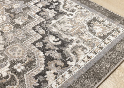 5' X 8' Taupe Gray And Brown Medallion Area Rug