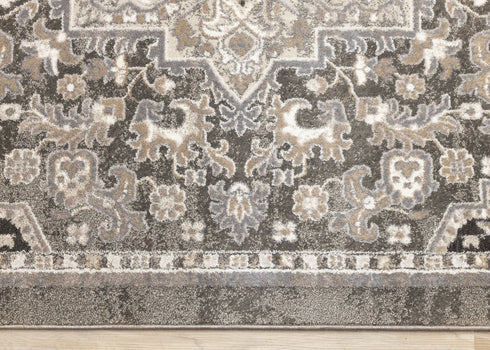 5' X 8' Taupe Gray And Brown Medallion Area Rug