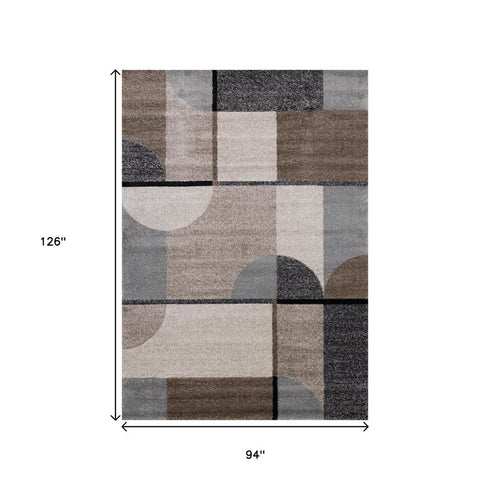 8' X 11' Cream Gray And Brown Geometric Area Rug