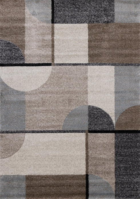 8' X 11' Cream Gray And Brown Geometric Area Rug