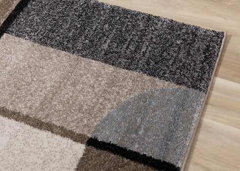 8' X 11' Cream Gray And Brown Geometric Area Rug