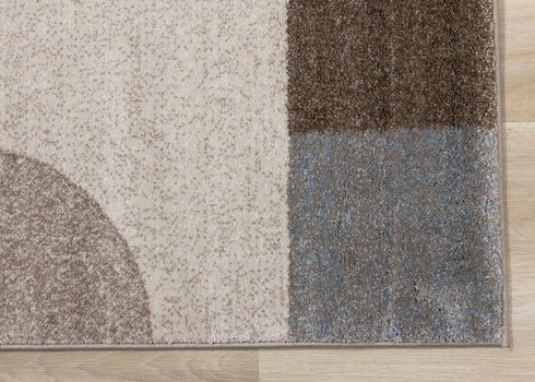 8' X 11' Cream Gray And Brown Geometric Area Rug