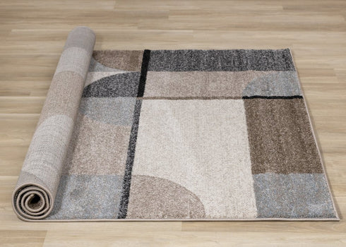 8' X 11' Cream Gray And Brown Geometric Area Rug