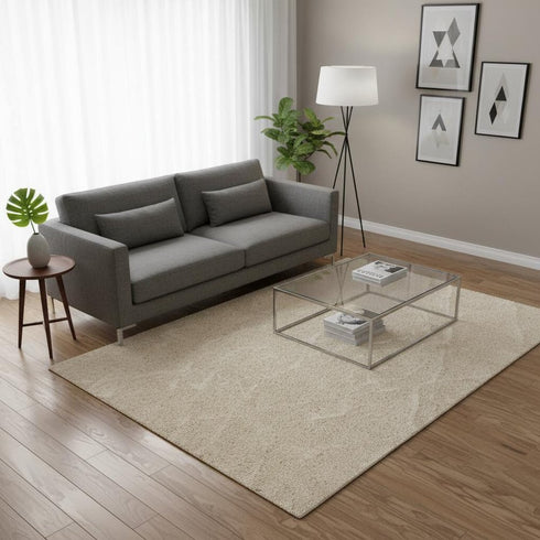 5' X 8' Cream And Beige Geometric Area Rug