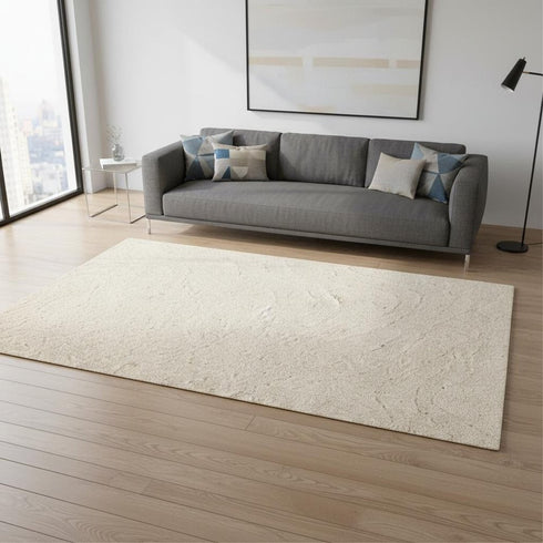 5' X 8' Cream And Beige Abstract Area Rug