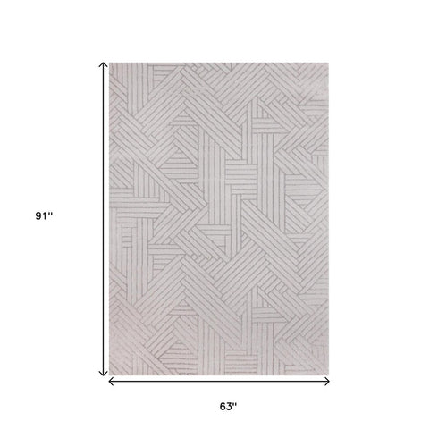 5' X 8' Gray And Beige Geometric Area Rug