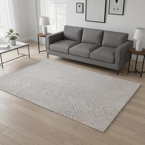 5' X 8' Gray And Beige Geometric Area Rug
