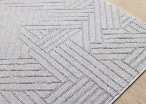 5' X 8' Gray And Beige Geometric Area Rug