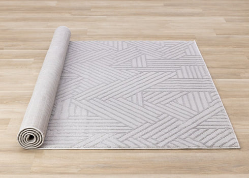 5' X 8' Gray And Beige Geometric Area Rug