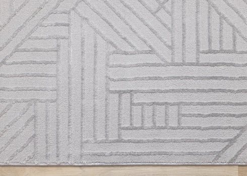 5' X 8' Gray And Beige Geometric Area Rug