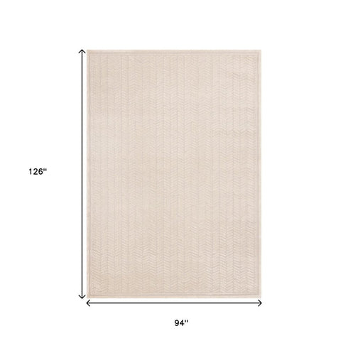 8' X 11' Beige And Cream Chevron Area Rug