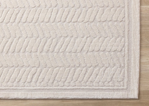 8' X 11' Beige And Cream Chevron Area Rug