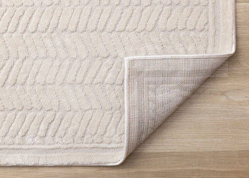 8' X 11' Beige And Cream Chevron Area Rug