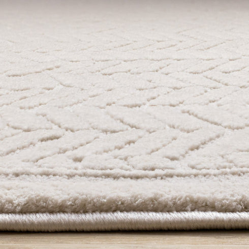 8' X 11' Beige And Cream Chevron Area Rug