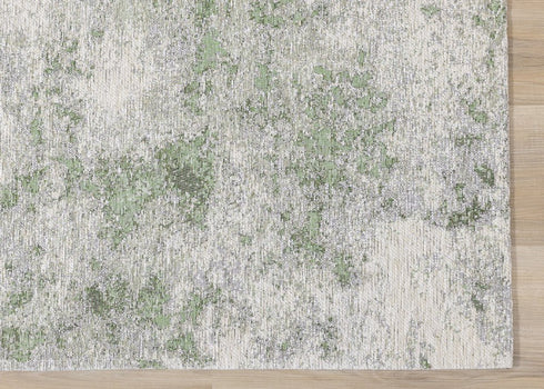 5' X 8' Cream And Green Abstract Area Rug
