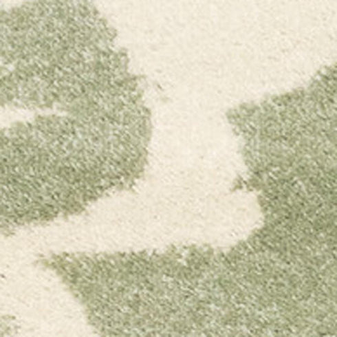 5' X 8' Green And Cream Botanical Leaves Area Rug