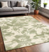5' X 8' Green And Cream Botanical Leaves Area Rug