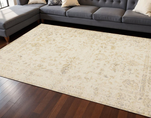 8' X 11' Cream And Beige Abstract Area Rug