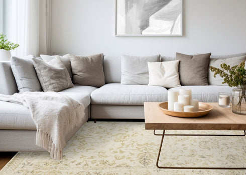 8' X 11' Cream And Beige Abstract Area Rug