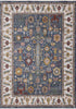 5' X 8' Blue Cream And Yellow Medallion Area Rug