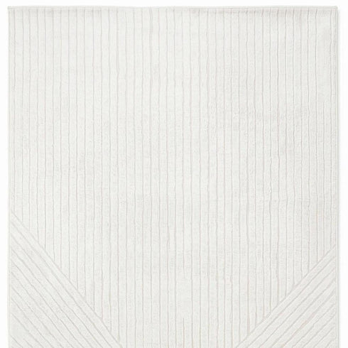 5' X 8' Cream And White Striped Area Rug