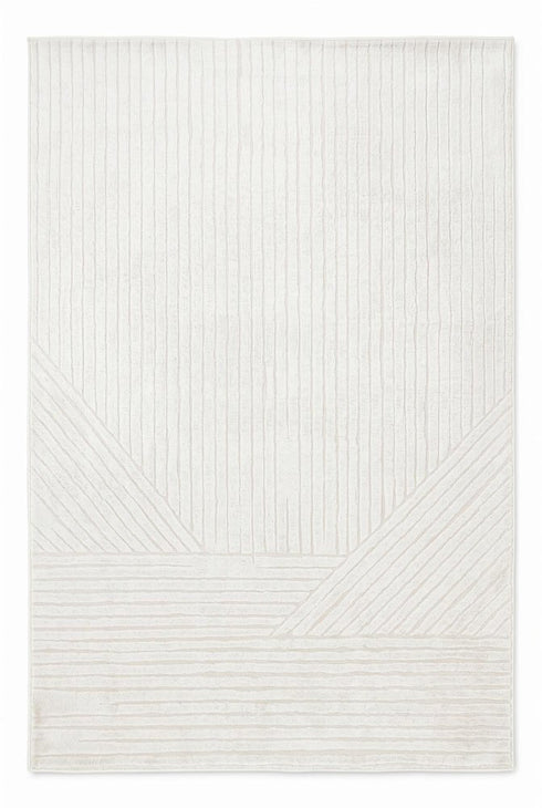 5' X 8' Cream And White Striped Area Rug