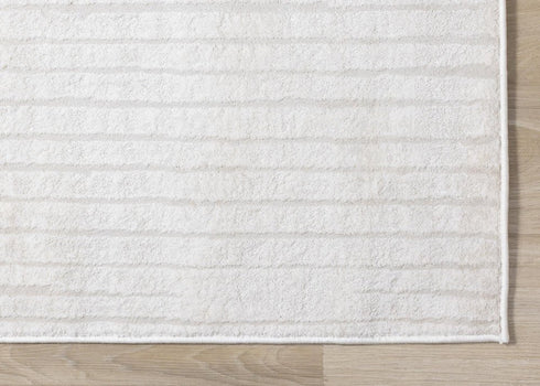 5' X 8' Cream And White Striped Area Rug