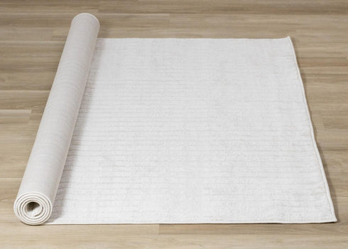 5' X 8' Cream And White Striped Area Rug