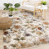 8' X 10' Cream Beige And Green Floral Area Rug
