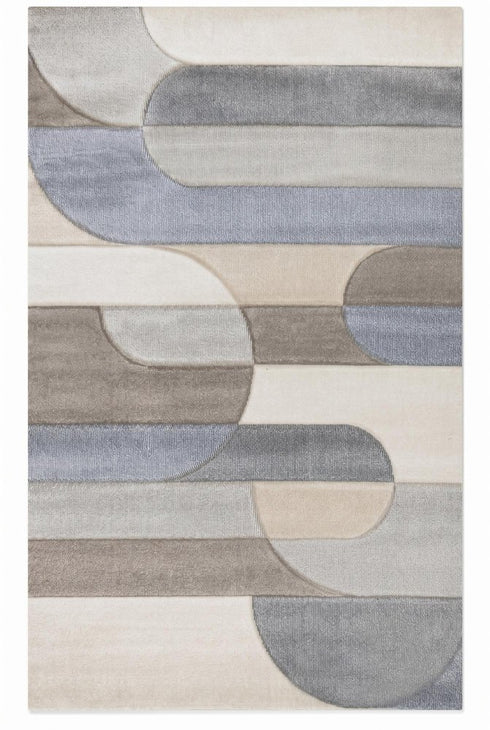 8' X 11' Blue Cream And Brown Geometric Area Rug