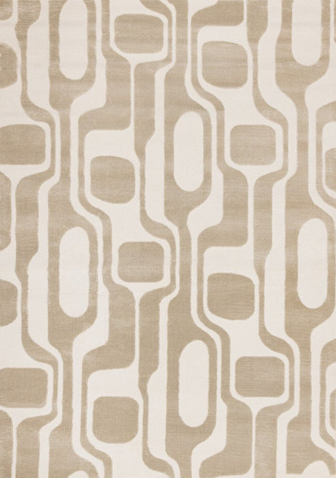 5' X 8' Cream And Beige Geometric Area Rug