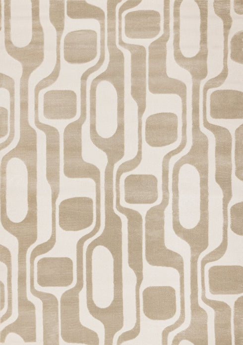 5' X 8' Cream And Beige Geometric Area Rug