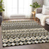 8' X 10' Charcoal Ivory And Copper Ikat Washable Area Rug With UV Protection
