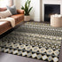 8' X 10' Charcoal Ivory And Copper Ikat Washable Area Rug With UV Protection
