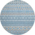 8' Sky Blue Gray And Ivory Ikat Washable Round Rug With UV Protection