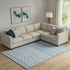 9' X 12' Sky Blue Gray And Ivory Ikat Washable Area Rug With UV Protection