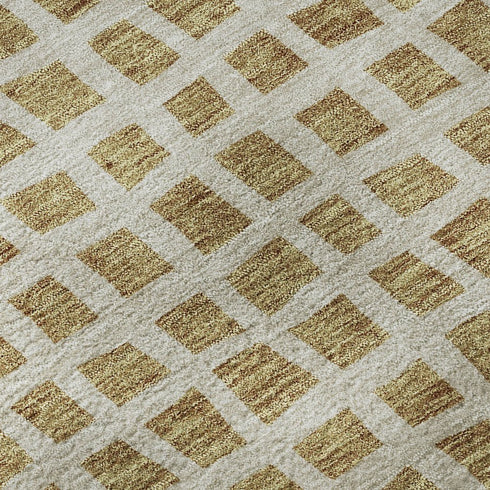 5' X 8' Gold And Ivory Geometric Washable Area Rug With UV Protection