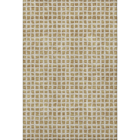 8' X 10' Gold And Ivory Geometric Washable Area Rug With UV Protection