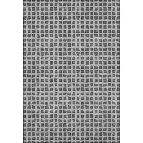 5' X 8' Graphite And Silver Geometric Washable Area Rug With UV Protection