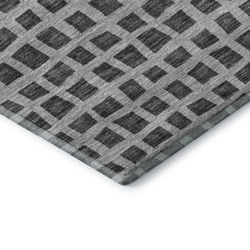 5' X 8' Graphite And Silver Geometric Washable Area Rug With UV Protection