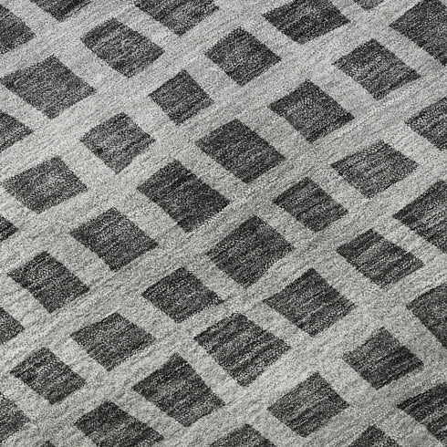 5' X 8' Graphite And Silver Geometric Washable Area Rug With UV Protection
